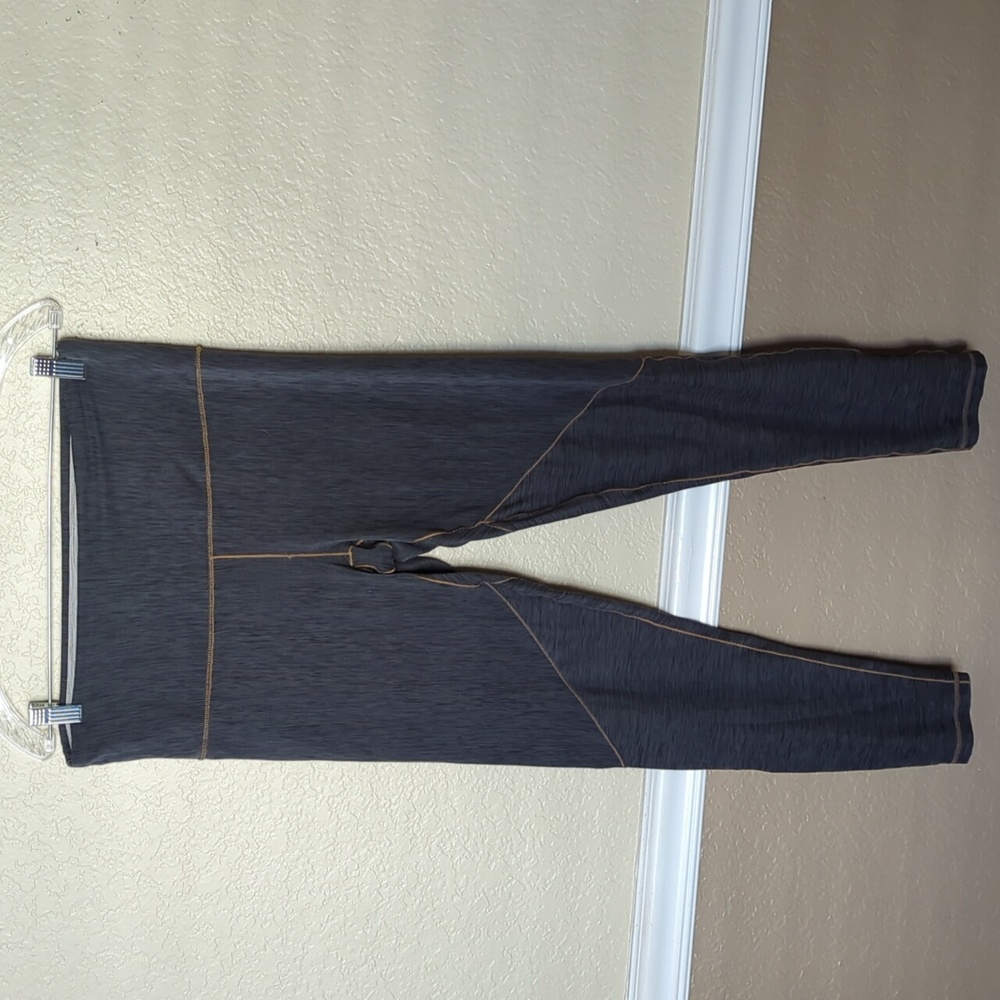 Prana Grey Capris with Brown Stitching in L